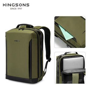 Kingsons Men's <b>Backpack</b> 20-35L Waterproof Laptop Bag For Commuting Daily Use Green And <b>Black</b> Solid Color - Product Image 3