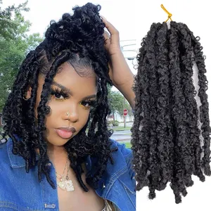 Free sample New Butterfly Locs Crochet Hair Pre Looped Distressed Locs Crochet braids for african hair wholesale pre stretched