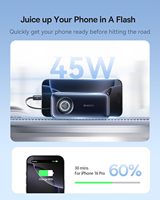 Batterie externe Enercore 10000mAh à charge rapide avec affichage numérique, système de refroidissement intégré et câble USB-C rétractable 45W