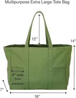Grand sac fourre-tout en toile biologique de 16 oz Sac fourre-tout utilitaire Sac fourre-tout pour professeur d'ordinateur portable