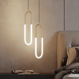 Phong cách Bắc Âu đơn giản đèn đồng biệt thự phòng khách phòng ngủ ăn bàn treo đảo ánh sáng nhà bếp ánh sáng mặt dây chuyền