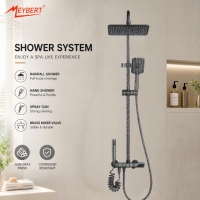 Ensemble de douche thermostatique numérique intelligent en laiton, mural, avec robinet de douche pluie et mitigeur chaud/froid à double poignée, pour appartement et hôtel