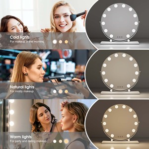 Nhà Sản Xuất Trắng Espejo 3 Màu Sắc Chế độ Máy Tính Để Bàn Vòng Mỹ Phẩm Make Up Ánh Sáng Bóng Đèn Vanity Với LED Trang Điểm Gương - Product Image 4