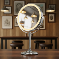 Miroir compact rond en métal personnalisé, mini miroir avec éclairage pour la table de maquillage à domicile, vente en gros