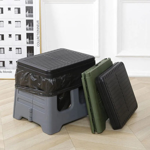 Silla plegable para acampar al aire libre, inodoro plegable multifuncional, inodoro portátil para pesca, inodoro para acampar con capacidad de carga de 150KG, jardín