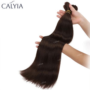 100% 未処理バージンブラウン色ディープウェーブバルクブレイディングBohoブレイド人間の髪ブレイディングヘアエクステンション - Product Image 2