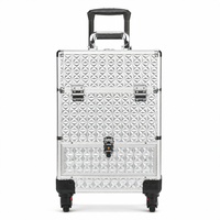 Trousse de Maquillage Professionnelle à Grande Capacité en PU avec Fermeture Éclair, Boîte de Rangement pour Artistes, Valise à Maquillage à Roulettes, Ensemble Complet pour Professionnels