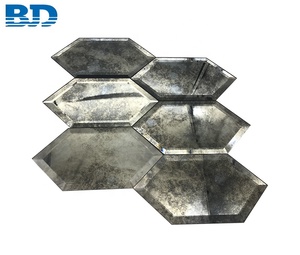 Bjd Nhà Máy Trực Tiếp Đánh Bóng Bevel Bạc Khói Bevel Cổ Gương Thủy Tinh Khảm Không Khung Cổ Điển Hình Lục Giác Gương - Product Image 1
