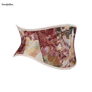 Corsé con aros para mujer, tallas grandes, de 15.5 cm de altura, con cierre frontal y atado en la espalda, cinturón tipo waspie, transpirable, con cintura de encaje. - Product Image 3