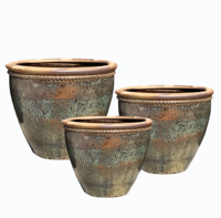 Pot Bunga Keramik Besar Anti Beku Buatan Tangan Desain Eropa Rustic untuk Penggunaan di Lantai & Pusat Perbelanjaan untuk Dekorasi Taman & Rumah