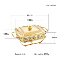 Ensemble de réchauds à buffet de luxe pour hôtel, réchaud à nourriture pour la restauration, présentoir à nourriture avec plat en verre pour mariage et fête