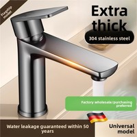Robinet de lavabo en acier inoxydable à double usage chaud/froid pour salle de bain, robinetterie sanitaire, robinet de lavabo à poignée unique