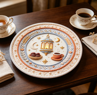 Assiette de Présentation en Plastique à Motif Imprimé Vintage pour la Décoration de Table à Domicile, Non Alimentaire, Vente en Gros