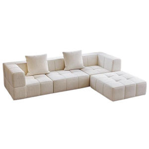 Conjunto de Sofá Cama Modular Cuadrado Moderno Ahorrador de Espacio, Muebles de Tela con Esponja Comprimida al Vacío para Uso en Sala de Estar de Hotel y Villa - Product Image 6