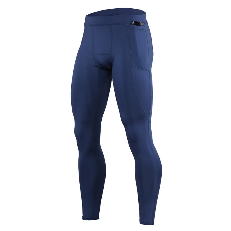 Pantalon de yoga Streetwear léger avec poche Leggings de sport de course à pied pleine longueur pour hommes Pantalon de survêtement à compression