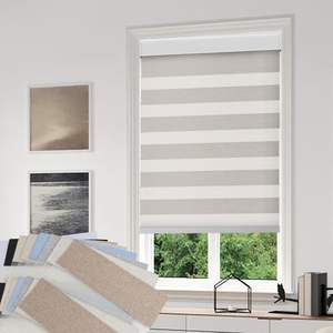 Persianas Enrollables Eléctricas Impermeables Integradas Modernas Horizontales de Tela Lisa Transparente con Diseño Zebra Pequeño, Opacas, para Ventanas Francesas, con Baterí<span class=keywords><strong>a</strong></span> de Litio - Product Image 1
