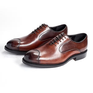 Zapatos Formales de Negocios para Hombre, Modernos, con Cordones, de Caña Baja, Hechos a Mano, con Parte Superior de Cuero Vacuno, que Aumentan la Altura, Impermeables y Antideslizantes - Product Image 1