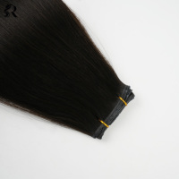 Extensions de cheveux humains vierges chinois lisses, noir naturel, trame invisible, vente en gros