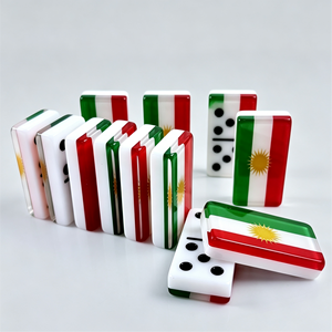 <span class=keywords><strong>Dominos</strong></span> à drapeaux Double Six 28 pièces avec spinner, en acrylique poli, motifs de drapeaux entièrement personnalisés, pour cadeau promotionnel - Product Image 3