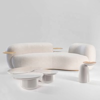 Ensemble de canapés modulaires incurvés convertibles en bouclette de luxe moderne pour salon, villa, école, parc et sous-sol