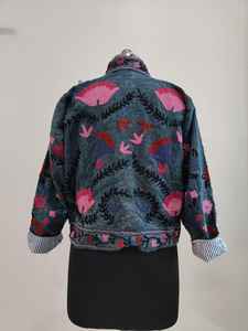 Chaqueta Suzani Exclusiva Bordada a Mano, Chaqueta Suzani de Algodón, Tela TNT, Abrigo Suzani Bohemio para Mujer, Chaqueta Suzani Bordada SALT - Product Image 2