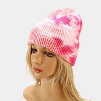 Bonnet tricoté personnalisé tie-dye en gros, chaud pour l'hiver, unisexe, style streetwear vintage, en acrylique doux, pour l'extérieur
