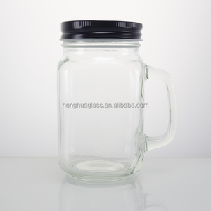 Hot Bán Biểu Tượng Tùy Chỉnh 16Oz 473Ml 475Ml Vuông Thủy Tinh <span class=keywords><strong>Mason</strong></span> Lọ Với Xử Lý Cho Nước Trái Cây Bia Uống Nước Giải Khát Lưu Trữ - Product Image 4