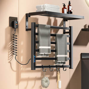 Traditionnel <span class=keywords><strong>Petit</strong></span> Chaud Noir Métal Horizontal Chauffe-Serviettes Électrique Rail Bar <span class=keywords><strong>Radiateur</strong></span> Réchauffeur Rack Avec Étagère - Product Image 4