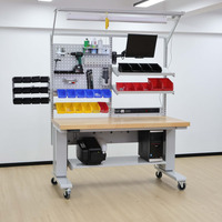 Banc de travail ESD ergonomique à hauteur réglable motorisée avec double moteur et contrôle de mémoire pour la fabrication de circuits imprimés, laboratoire, taille personnalisée