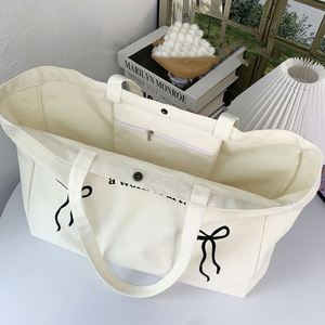 Custom <b>Large</b> Recycled Cotton Tote <b>Bag</b> Pocket Heat Transfer Printed Logo Letter Design Canvas Tote Shopping <b>Bag</b> - Product Image 5