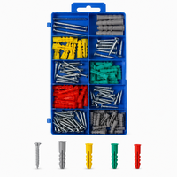Kit d'assortiment de 132 vis à bois et chevilles en plastique plaquées pour applications d'installation murale en atelier et bricolage