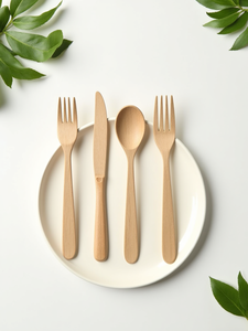 Ensemble de <span class=keywords><strong>couverts</strong></span> en bambou jetables de haute qualité avec <span class=keywords><strong>assiettes</strong></span> biodégradables <span class=keywords><strong>recyclables</strong></span> Offre Spéciale pour les fêtes - Product Image 3