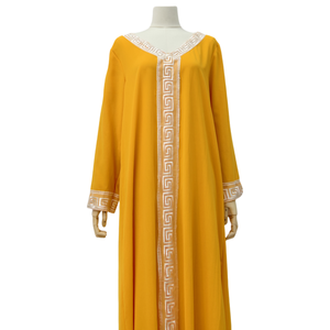Robe musulmane pour femme Moyen Orient Abaya couleur unie broderie florale ceinture ethnique vêtements islamique caftan mode robe de soirée - Product Image 2