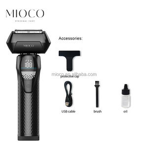 MIOCO M2203 Afeitadora <span class=keywords><strong>profesional</strong></span> de triple hoja, afeitadora cero, hoja en T de doble hoja, carga rápida, LCD, batería desmontable, cara RV - Product Image 4