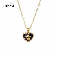 Colgante de corazón de Ángel de acero inoxidable chapado en oro de 18k para mujer, joyería, collar