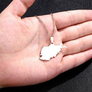 Collar de Cadena con Colgante de Mapa de Afganistán Personalizado al por Mayor, en Oro, Plata y Acero Inoxidable, para Hombres y Mujeres - Product Image 4