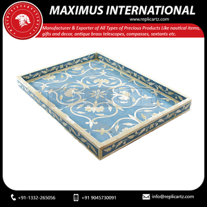 Luxury Handmade Art Deco Resin <b>MOP</b> Serving Tray Geometric Inlay Decorative Display Platter for Coffee Table Home Decor Gift - Product Image 6