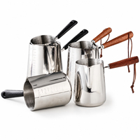 Pichet à lait en acier inoxydable pour mousseur à café, carafe à crème, tasse doseuse, pot à vapeur pour barista, faitout à sauce avec poignée – Ensemble