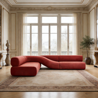 Luxuriöses Französisches Geschwungenes Samt-Sofa L-Form Ecksofa Anpassbares Polstersofa für Wohnzimmer
