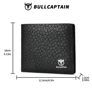 BULLCAPTAIN Nueva Cartera de Cuero Negra Pequeña de Primera Calidad para Hombre, Cartera Delgada con 7 Ranuras para Tarjetas, Cartera Corta para Hombre - Product Image 6
