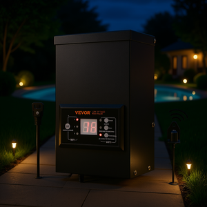 Transformateur basse tension extérieur Vevor 120W, 120V AC vers 12V AC, pour éclairage de piscine et aménagement paysager, avec minuterie et capteur - Product Image 2