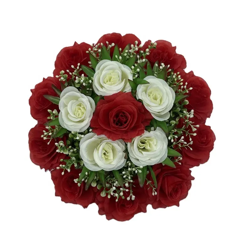 YP0007-2 Derniers Mixtes Rouge Et Blanc Rose Prix Usine Artificielle Couronne De Fleurs Pour la Décoration De Mariage