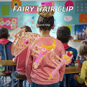 <b>Enchanted</b> Kawaii Fairy Anime Dragon Hairpin Acrylic Glitter Wand Hair Clips Back to School Accessory 12cm Made Durable Alloy - Product Image 2