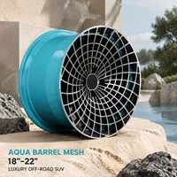 Jantes forgées monobloc à motif en treillis de 18, 19, 20, 21, 22 pouces, finition turquoise, concaves profondes, entraxes 5x115, 5x130, 6x139.7, ajustement OEM personnalisé