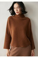Pull en cachemire 100% pour femme, style tendance, hiver, décontracté, respirant, col roulé, tricot côtelé, épais, chaud, manches longues