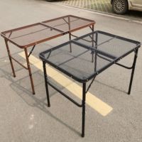 Table de camping pliable en aluminium avec plateau en maille, portable pour les repas en plein air et les pique-niques, design moderne, mobilier d'extérieur