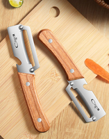 Couteau à râper multifonctionnel en acier inoxydable avec lame, éplucheur et ouvre-bouteille, manche en bois, pour fruits, pommes de terre et légumes