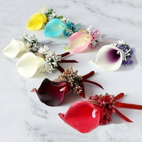 Großhandel PU Calla Lily Handgelenk Corsage Blume Künstliche Hochzeit Brautjungfer Zubehör für Weihnachten & Halloween Stoff Material