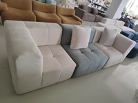 Conjunto de Sofá Seccional de Tela Blanca Moderna en Forma de L, Sofá Modular para Sala de Estar