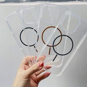 Étui de téléphone portable magnétique à charge sans fil transparent, coque arrière transparente anti-chute en acrylique pour iPhone 16 Plus 15 14 13 12 Pro Max - Product Image 2